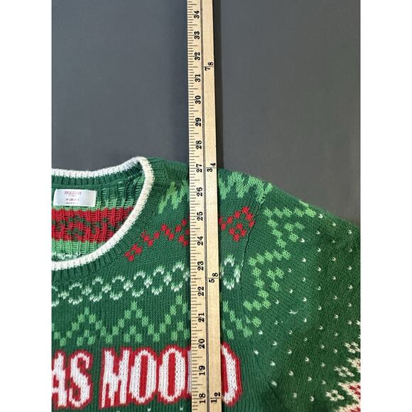 holiday time christmas sweater womens Green Red Cow Santa Hat “Christmas Mooood” - Picture 8 of 8